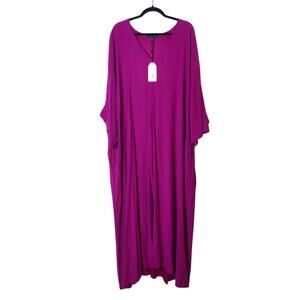 NWF Universal Standard Woven V Neck Midi Dress Raspberry Pink 2XL 30 32 No Belt